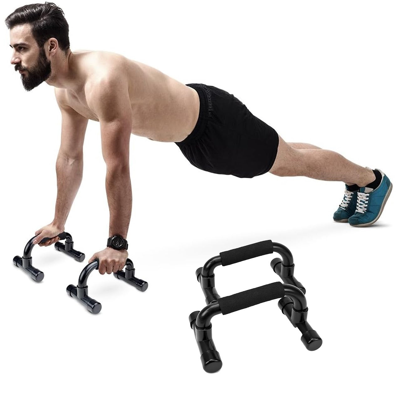Adjustable Push‑Up Bars with PVC Grip & PP Frame – Anti‑Slip, Wrist‑Safe for Chest & Shoulder Home Fitness