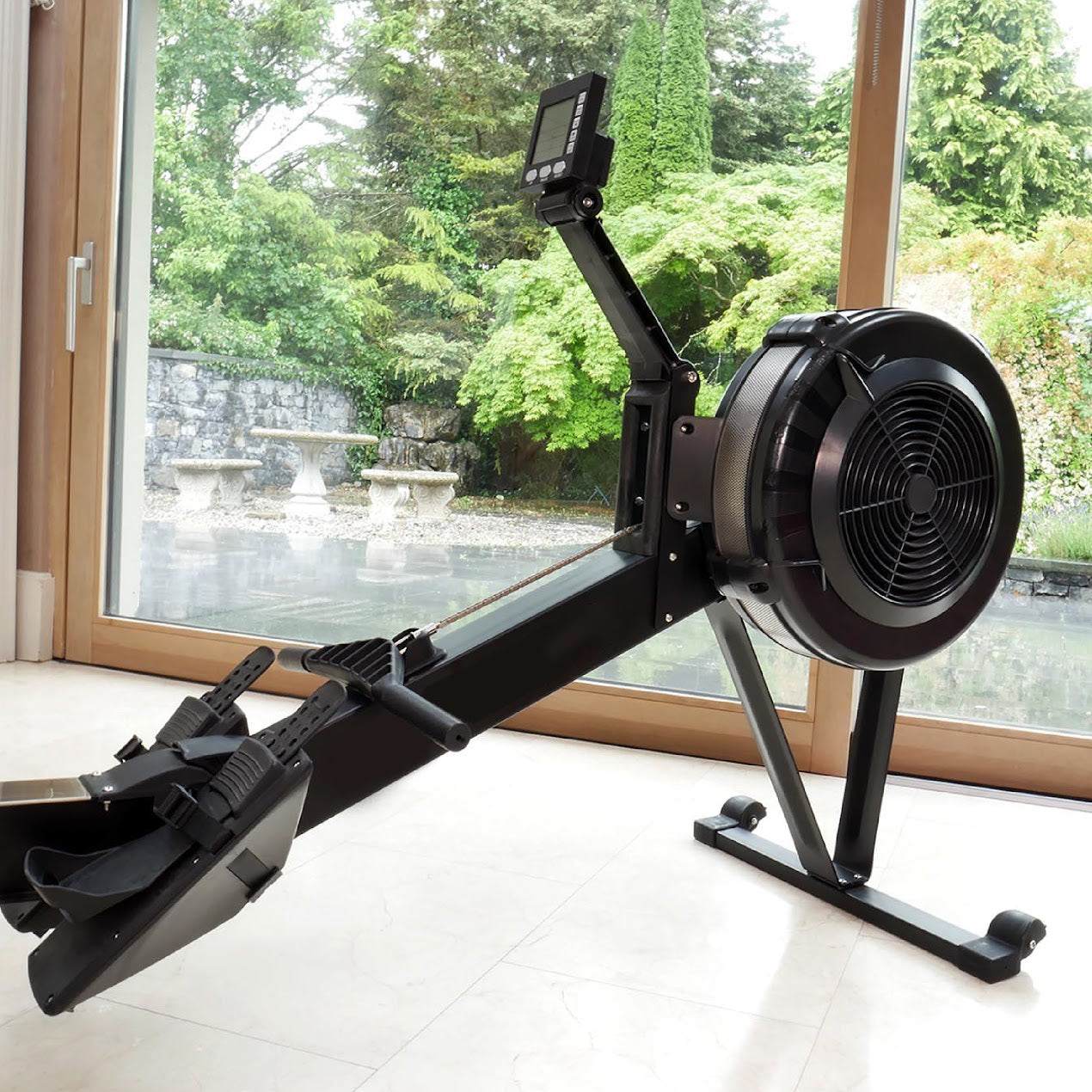 Adjustable Air‑Resistance Rowing Machine, Aluminum Frame, 10‑Level Silent Rower, Smart Display & Ergonomic Seat for Home Fitness
