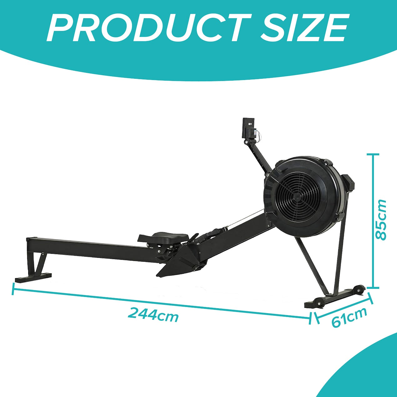 Adjustable Air‑Resistance Rowing Machine, Aluminum Frame, 10‑Level Silent Rower, Smart Display & Ergonomic Seat for Home Fitness