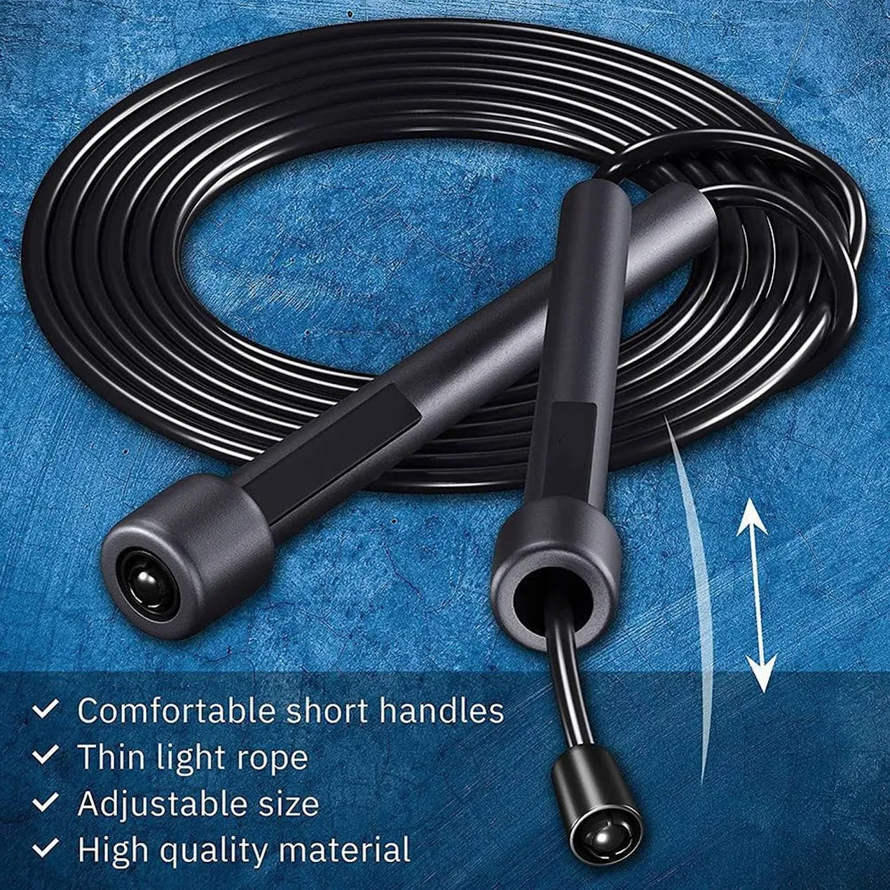 Adjustable Black Skipping Rope – Smooth Rotation, Anti‑Slip Handles, Cardio Training Essential – Perfect for Home Gym Workouts