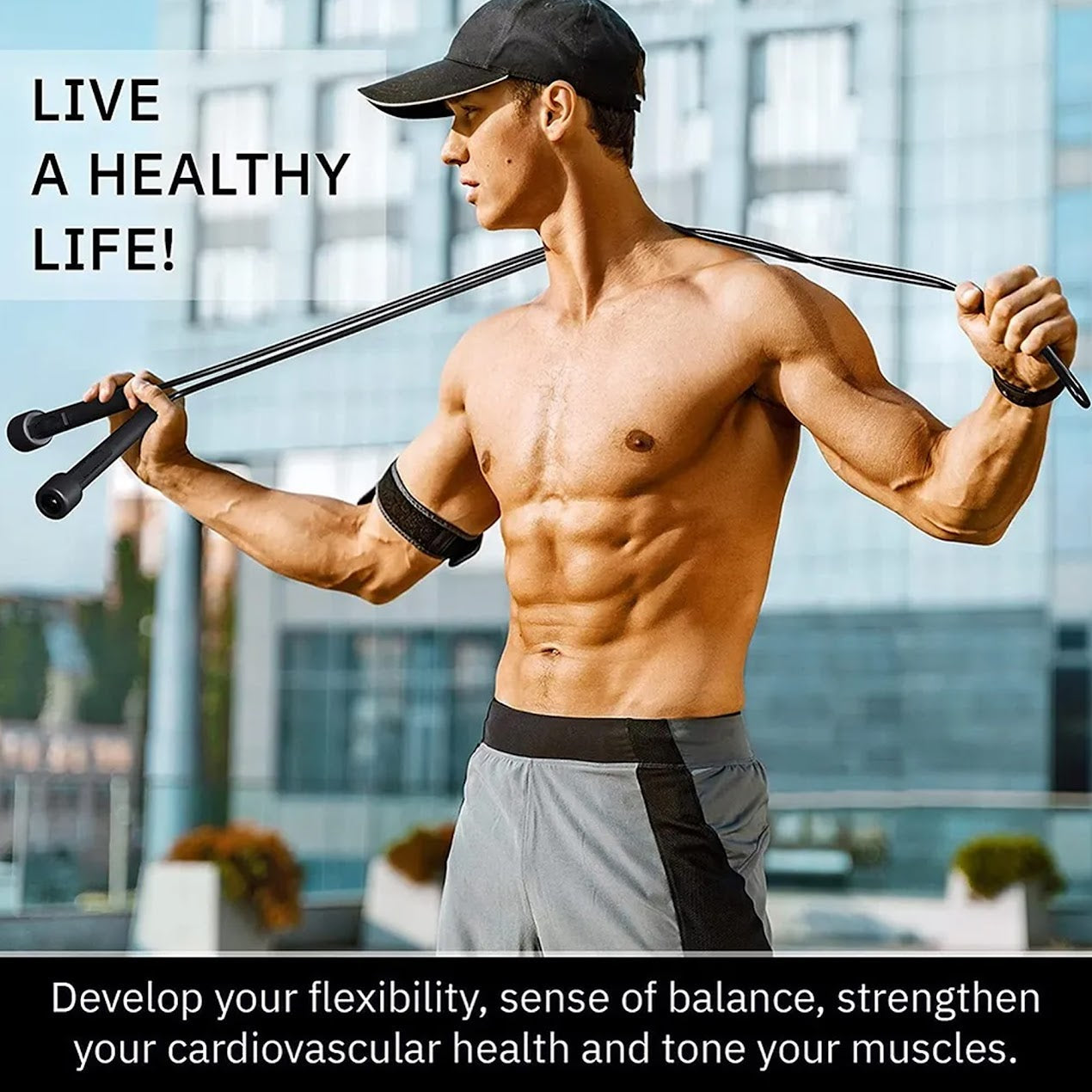 Adjustable Black Skipping Rope – Smooth Rotation, Anti‑Slip Handles, Cardio Training Essential – Perfect for Home Gym Workouts