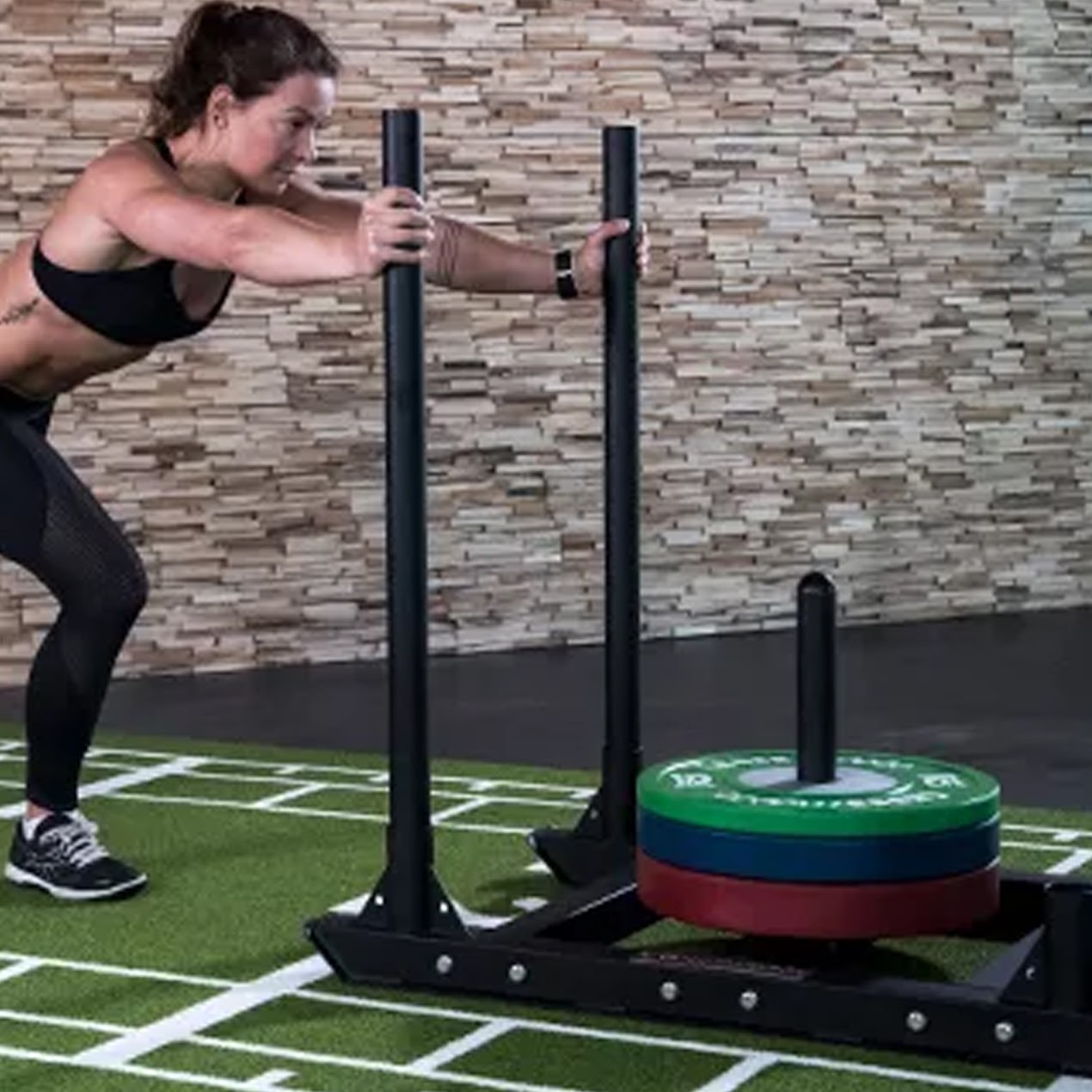 Speed Training Sprint Track & Heavy-Duty Steel Sled – 10 M Polyethylene Mat, Interval Markings, Olympic Post – Power & Resistance for Home Gyms