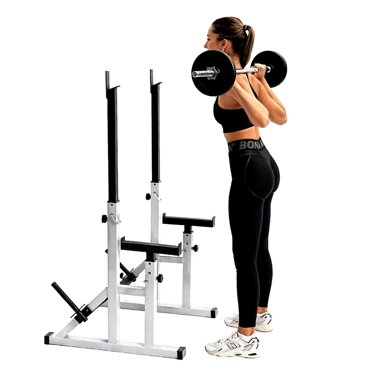Multi-Position Squat & Bench Rack 2.0 – Heavy-Duty Steel Frame for Home Gym Strength Training & Compact Workout Spaces