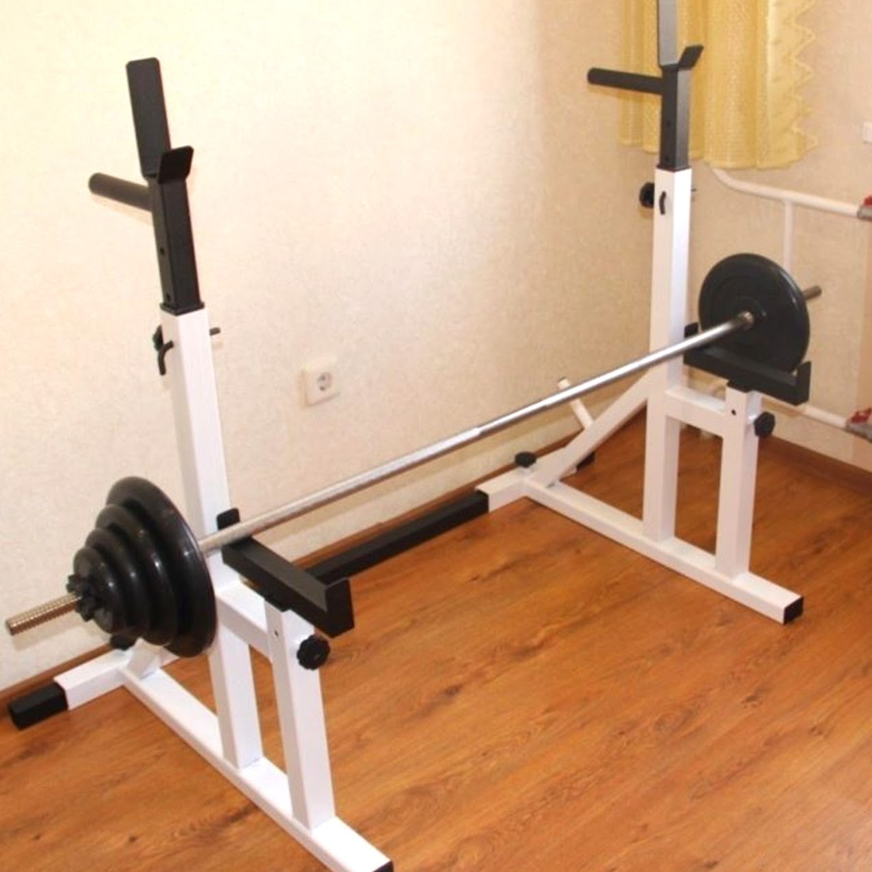 Multi-Position Squat & Bench Rack 2.0 – Heavy-Duty Steel Frame for Home Gym Strength Training & Compact Workout Spaces
