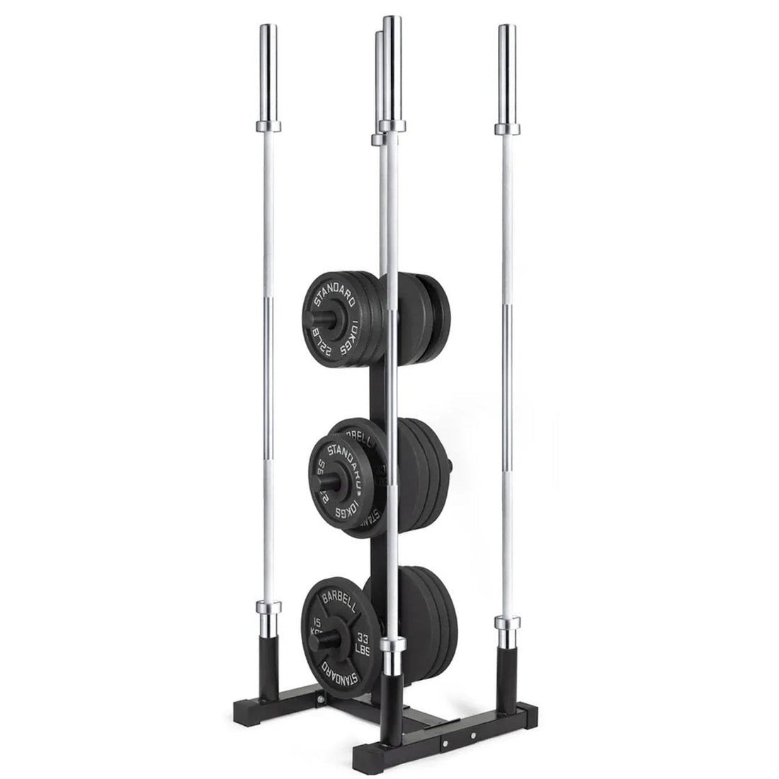 Premium 3‑Tier Olympic Weight Plate Rack with Barbell Holder – Heavy‑Duty Steel, 200 kg Capacity, Compact Black Powder‑Coated Organizer for Home Gym